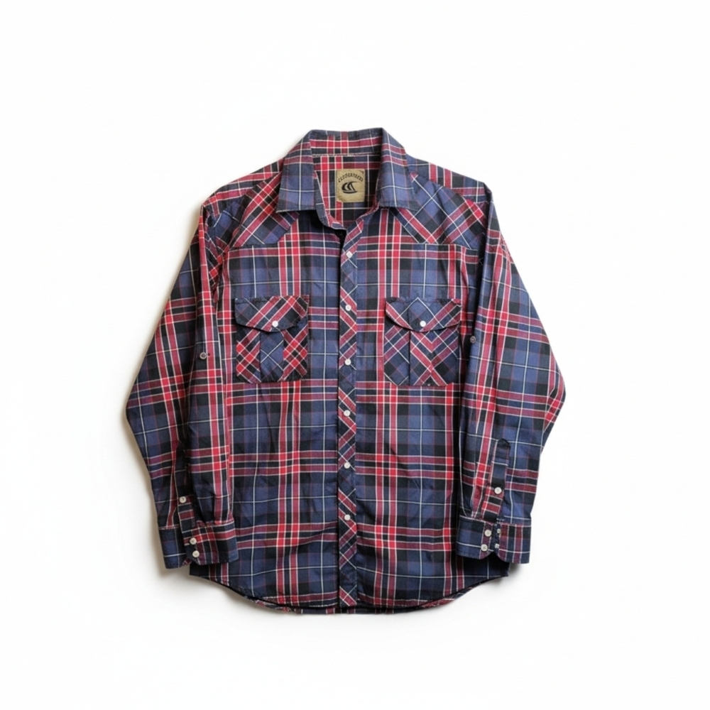 Coevals Club Mens Western Pearl Snap Button Down Plaid Shirt Size Large